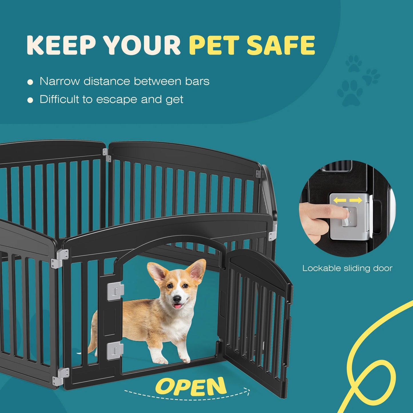 JHK Plastic Dog Playpen 6-Panel Expandable Pet Fence For Dogs