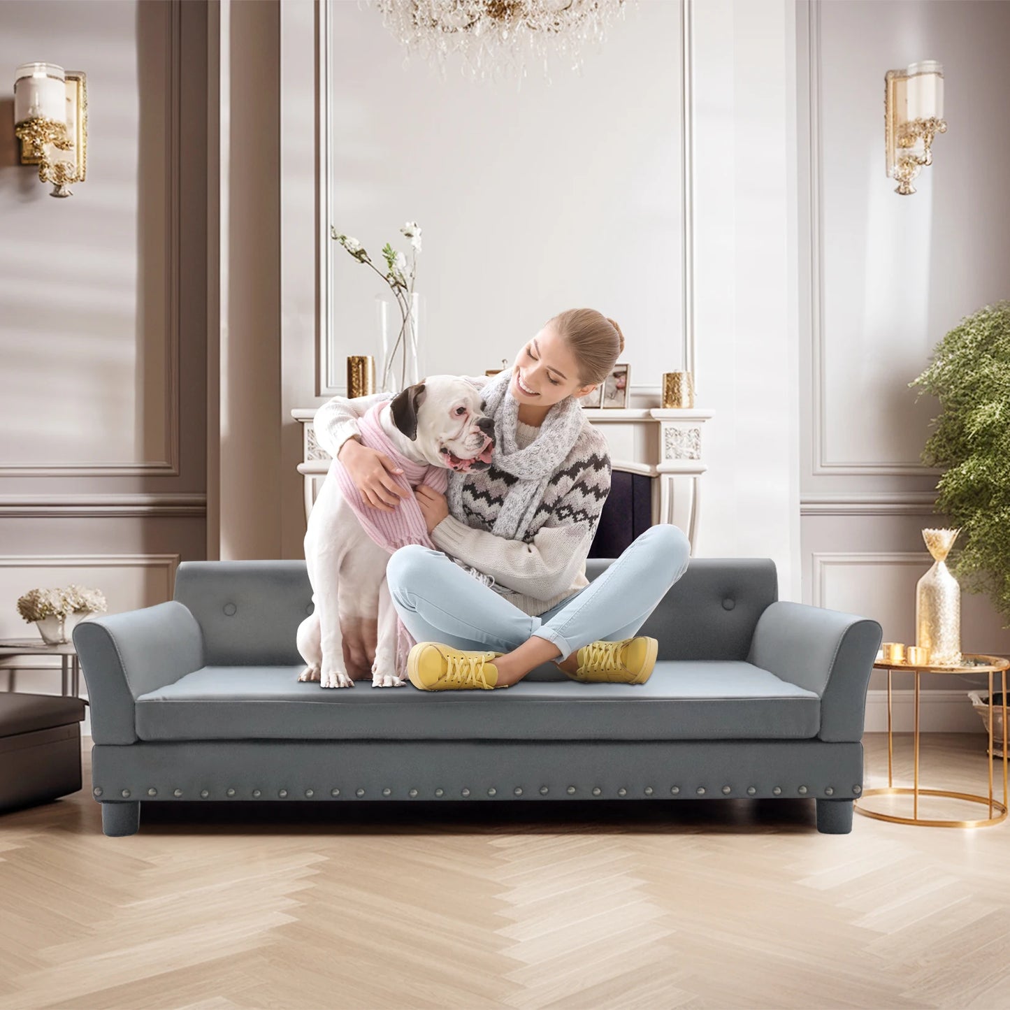 BINGOPAW Elevated Rectangle Leather Dog Bed For Indoor Comfort