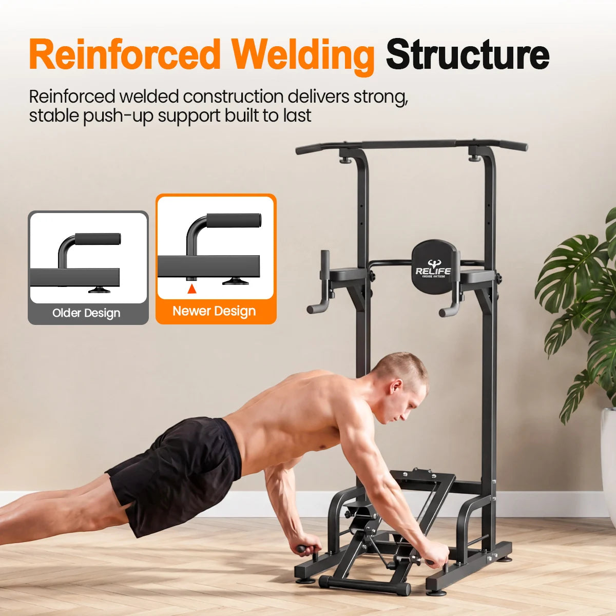 Multifunctional Power Tower Pull Up Dip Station Home Gym 450LBS