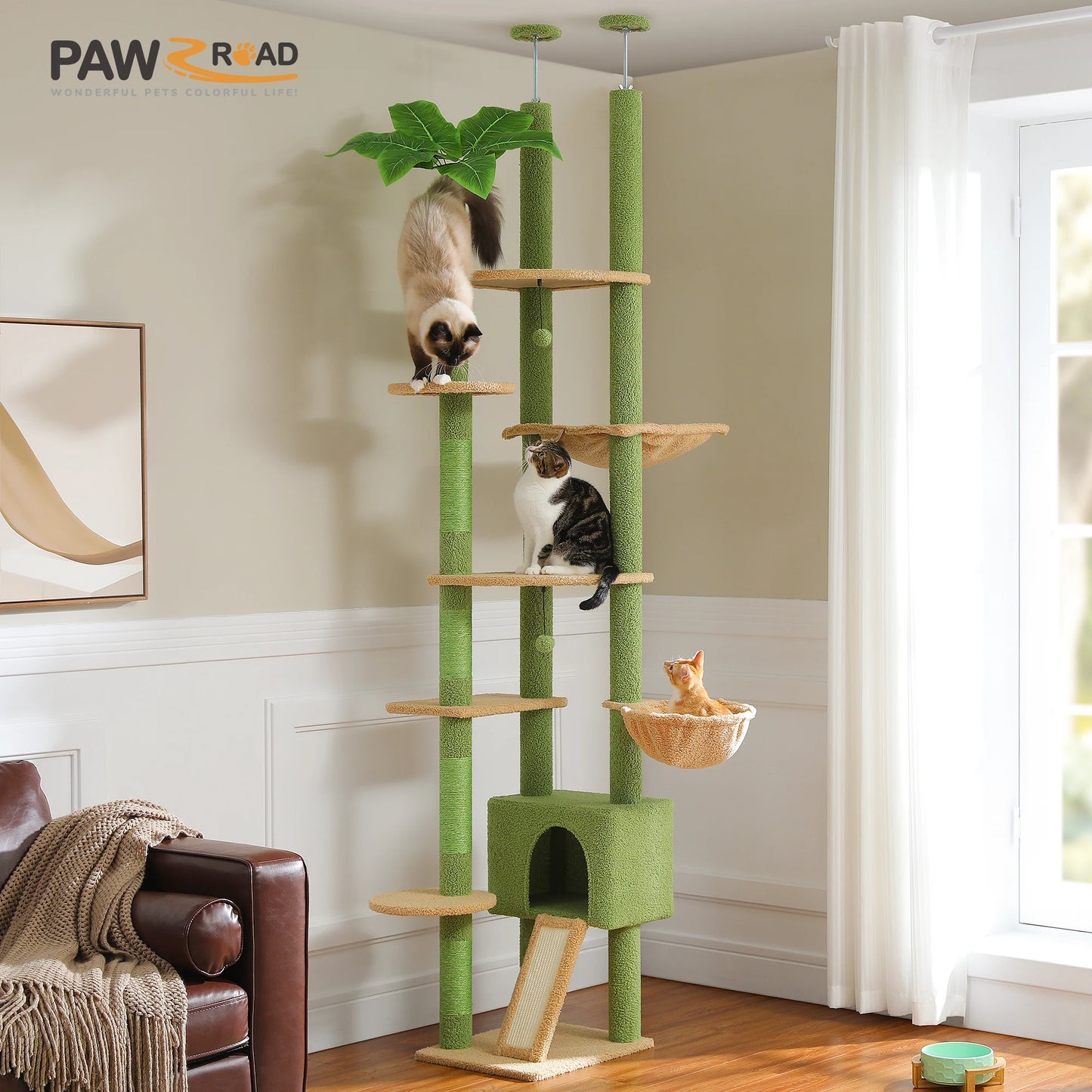 PETEPELA Cactus Cat Tree Floor to Ceiling Adjustable Height Tower