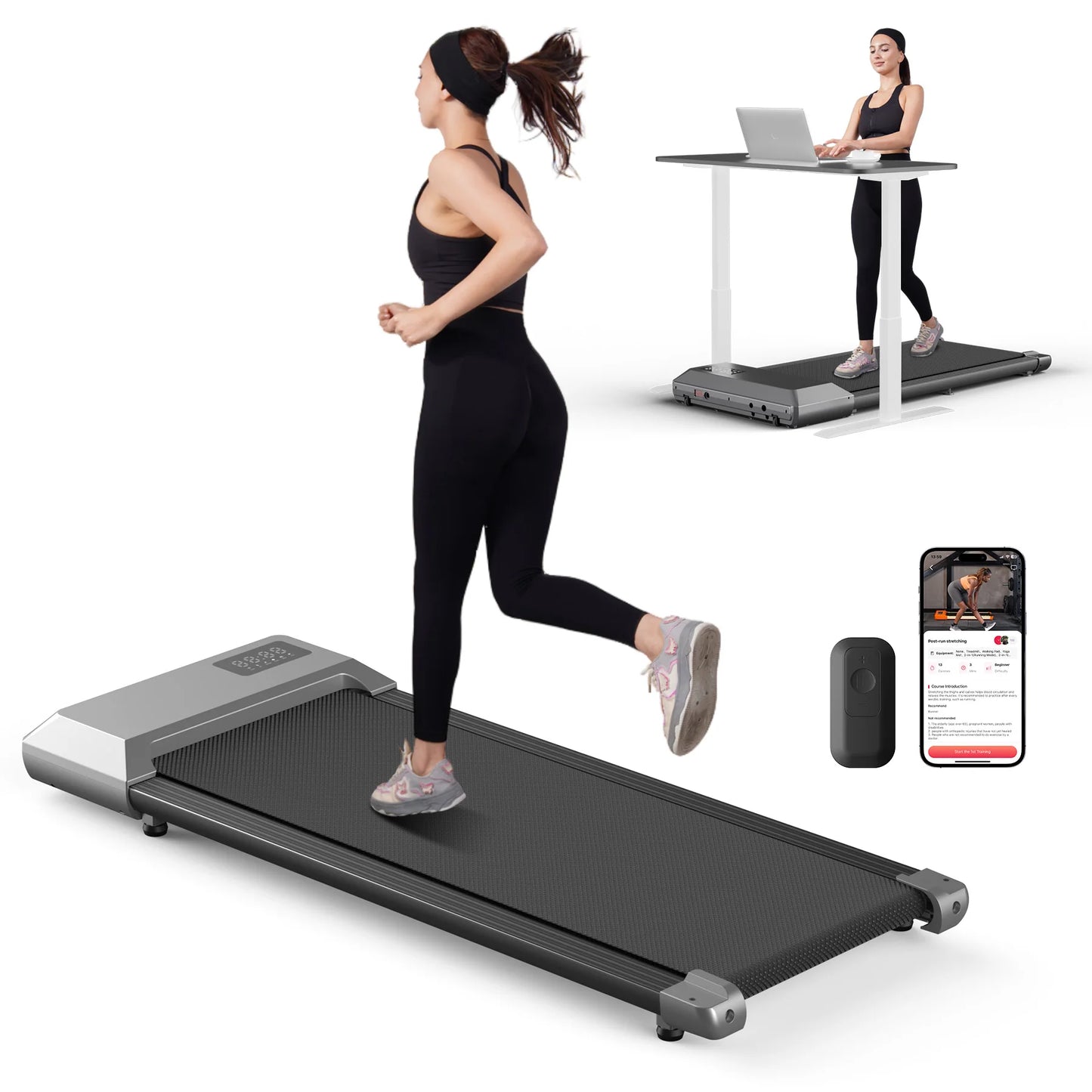 Superun 300lbs Home Treadmill 2in1 Walking Running Machine
