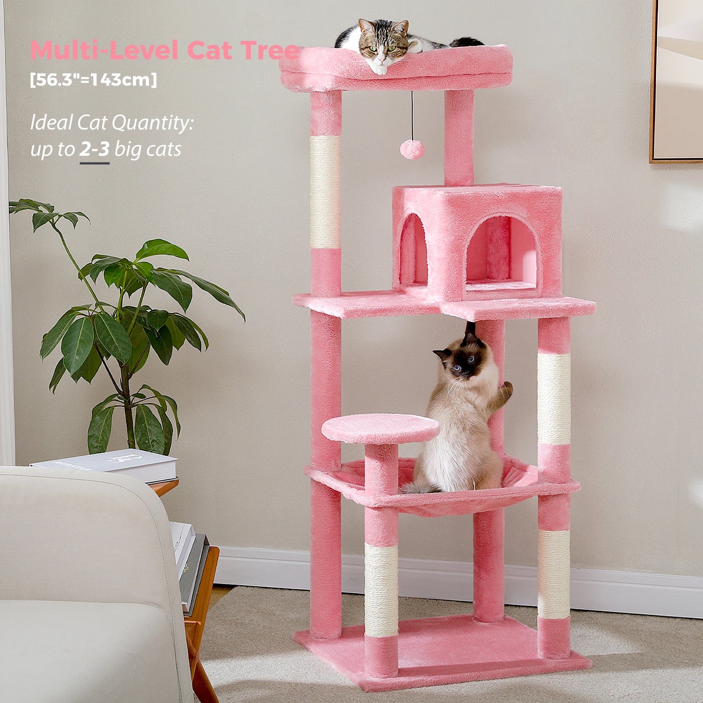 PAWZ Road Cat Tree Indoor Multi Level Tower With Hammock