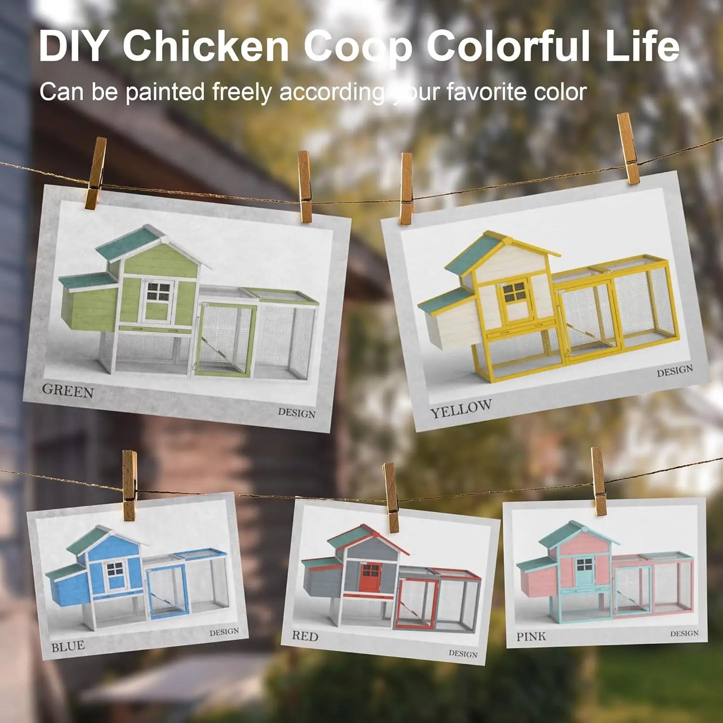 Wooden Outdoor Chicken Coop For 2-4 Chickens With Waterproof Roof