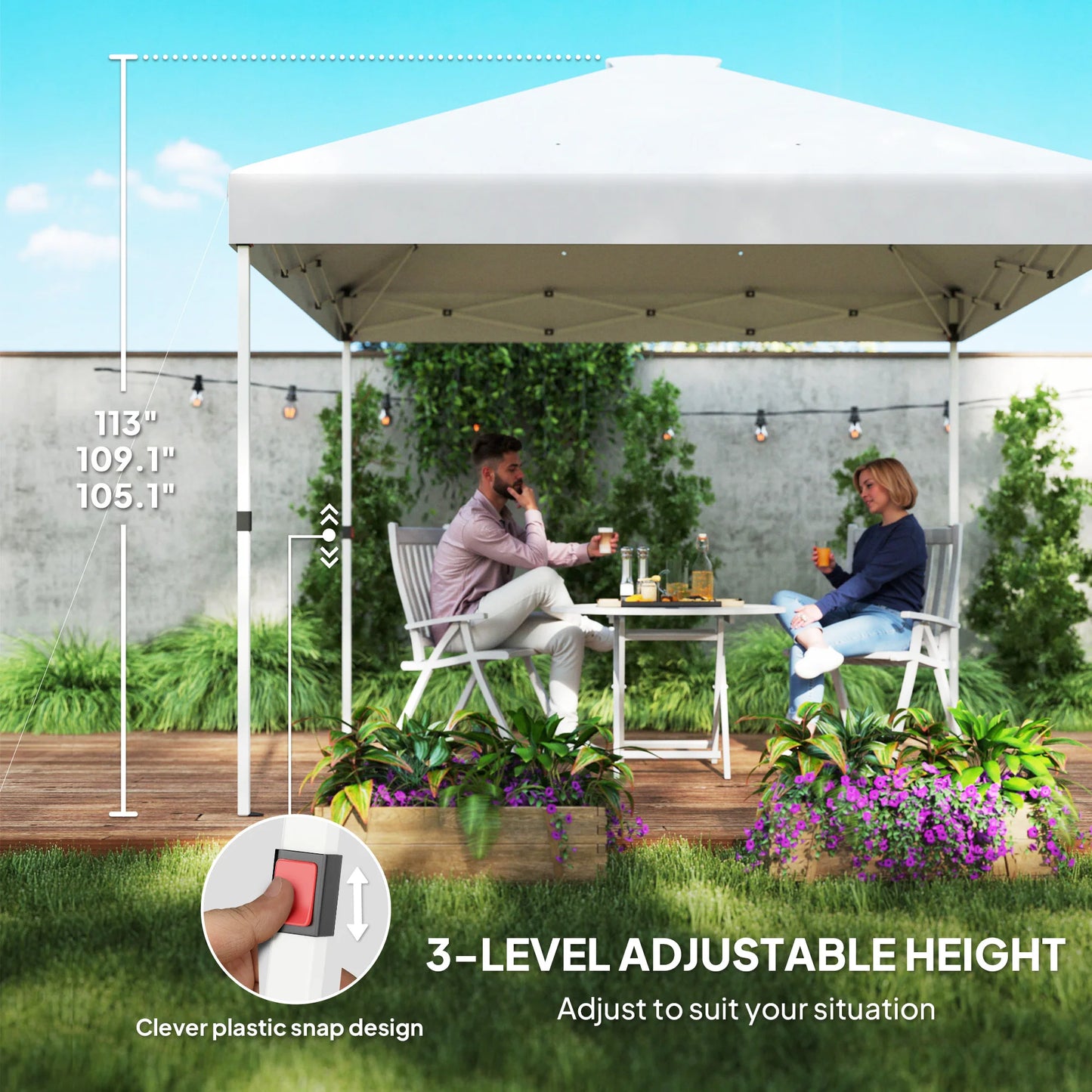 Pop Up Canopy Tent With Half Sidewalls, Easy Outdoor Setup