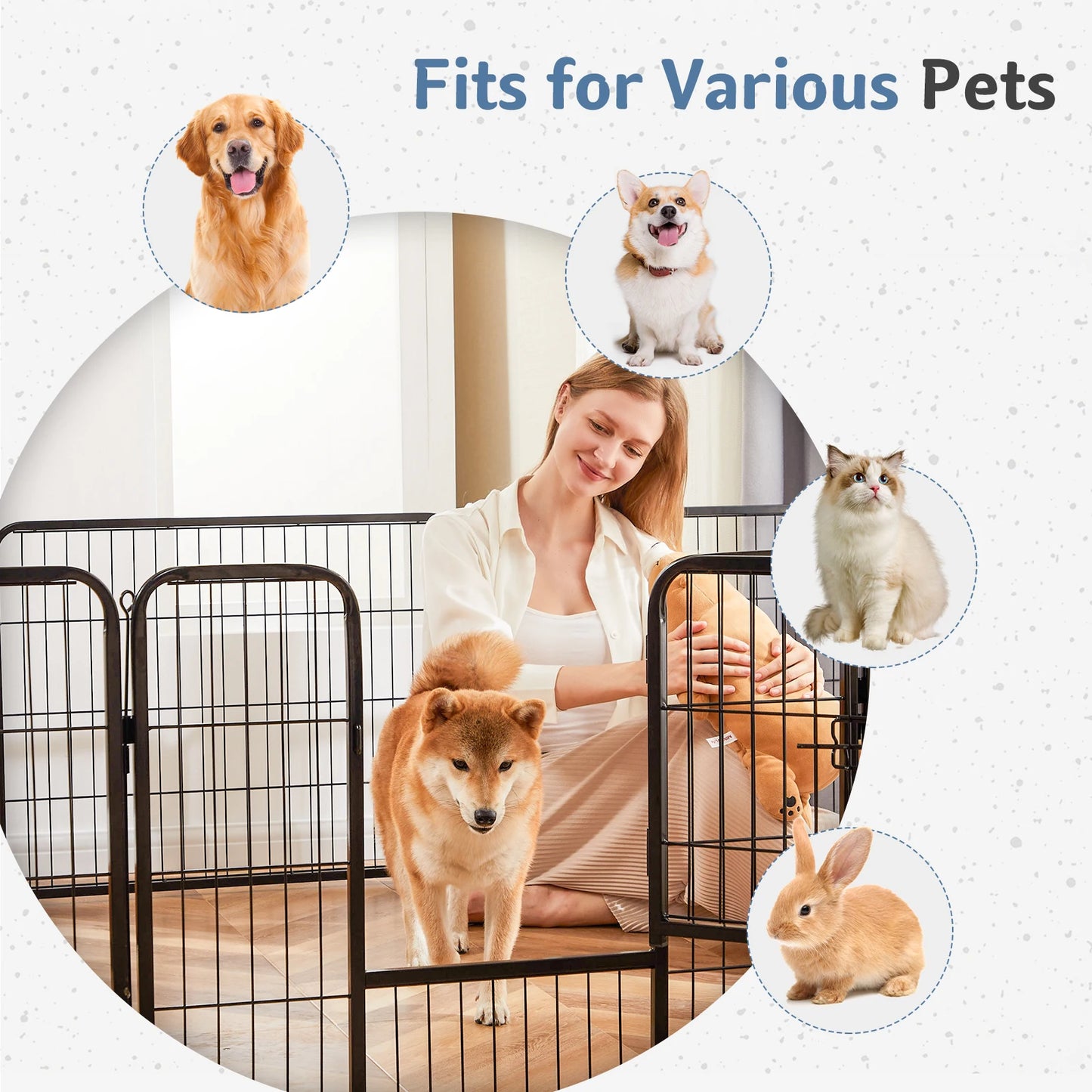 JHK 16-Panel Folding Dog Playpen Metal Pet Fence For Indoor Outdoor