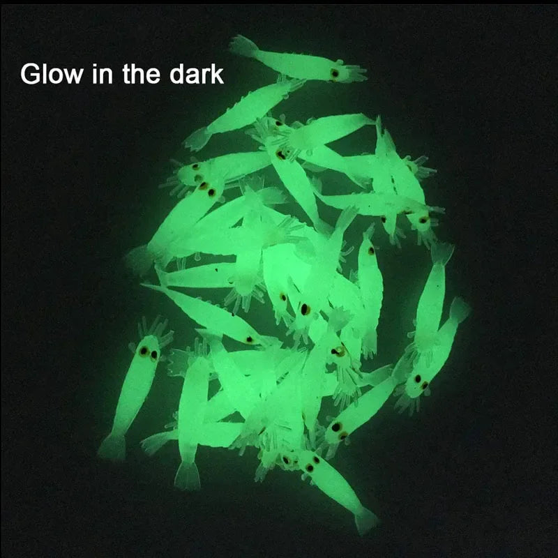 Luminous Shrimp Fishing Bait Soft Lure Worms Glow Shrimps Lures For Bass Crappie