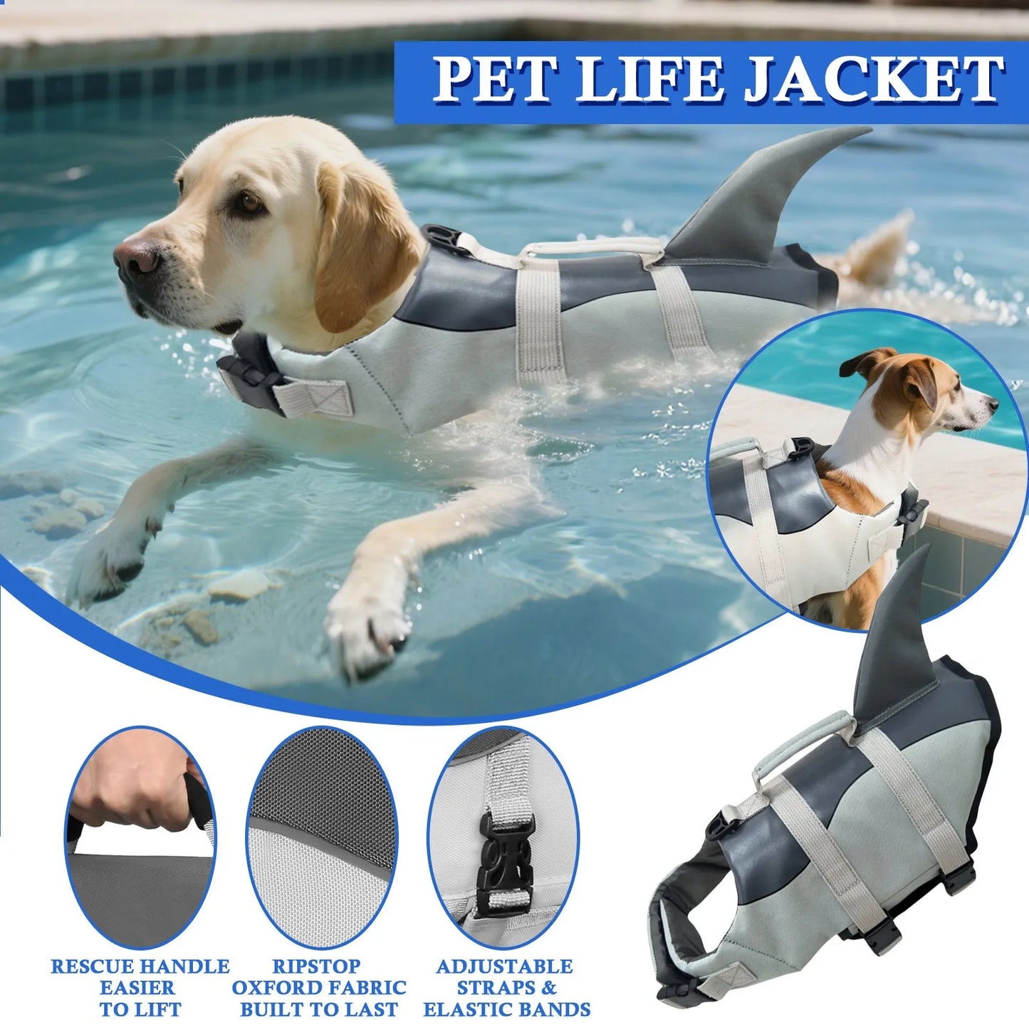 Dog Life Jacket With Handle Safety Vest For Surfing