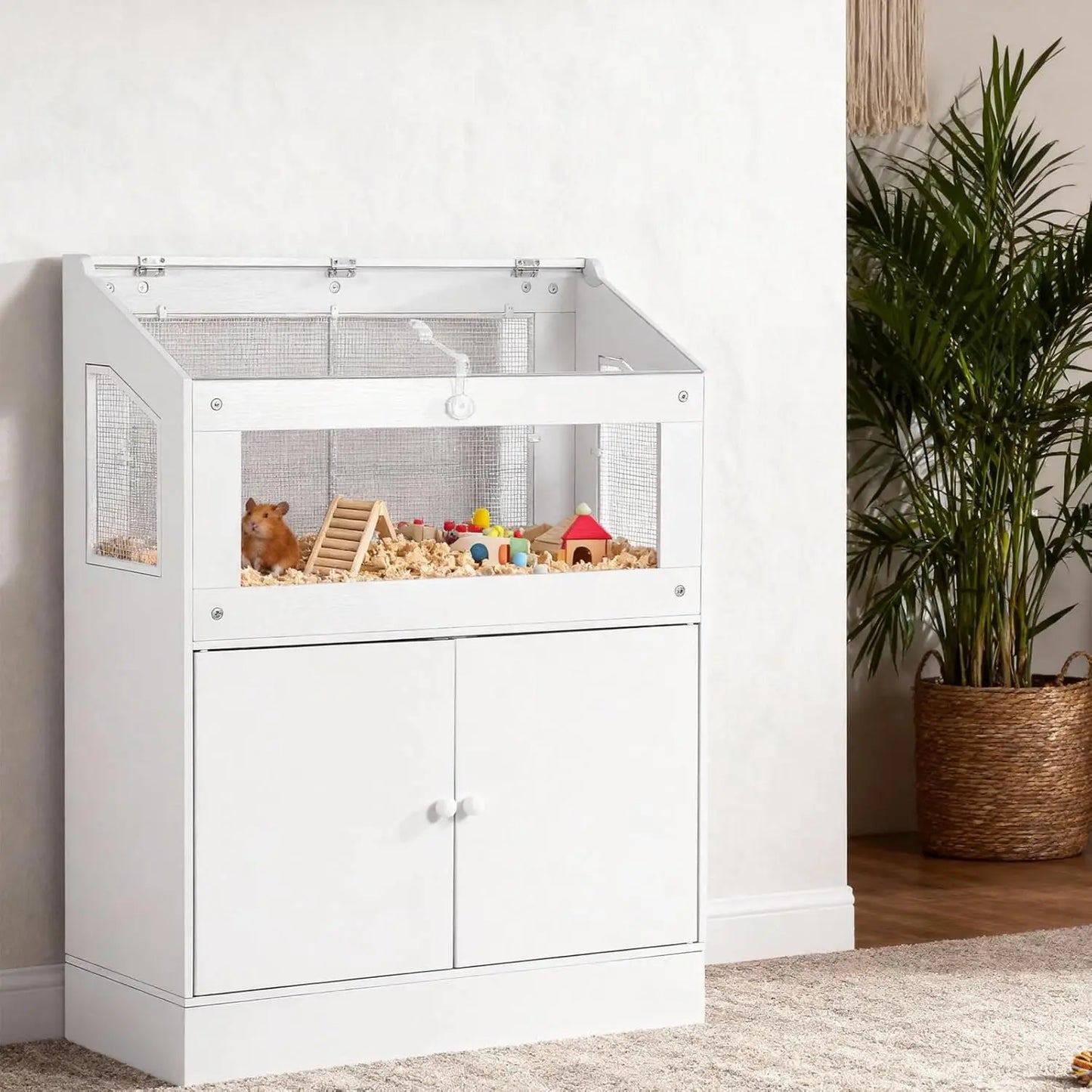 HiMISS Acrylic Animal Cage With Storage Cabinet Hamster