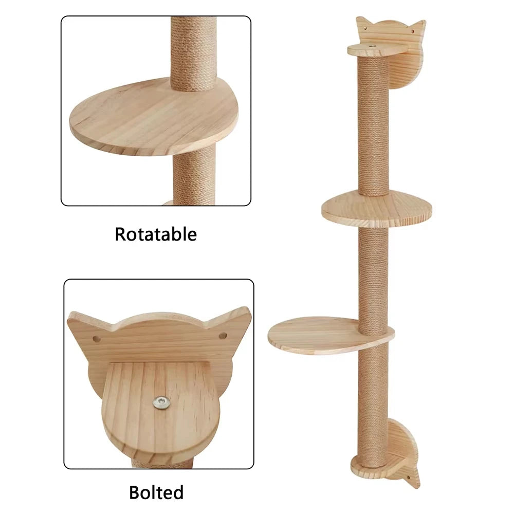 Wall Mounted Cat Tree With Scratching Posts Sisal Hammock Perches