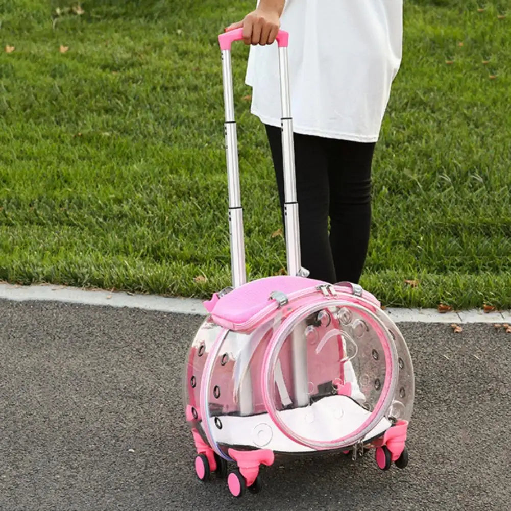 Pet Trolley Case With Ventilation Holes For Cats Silent Wheels
