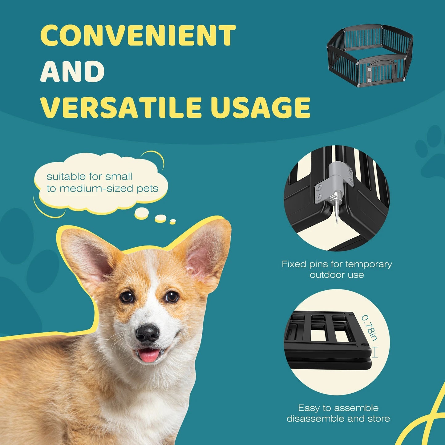 JHK Plastic Dog Playpen 6-Panel Expandable Pet Fence For Dogs
