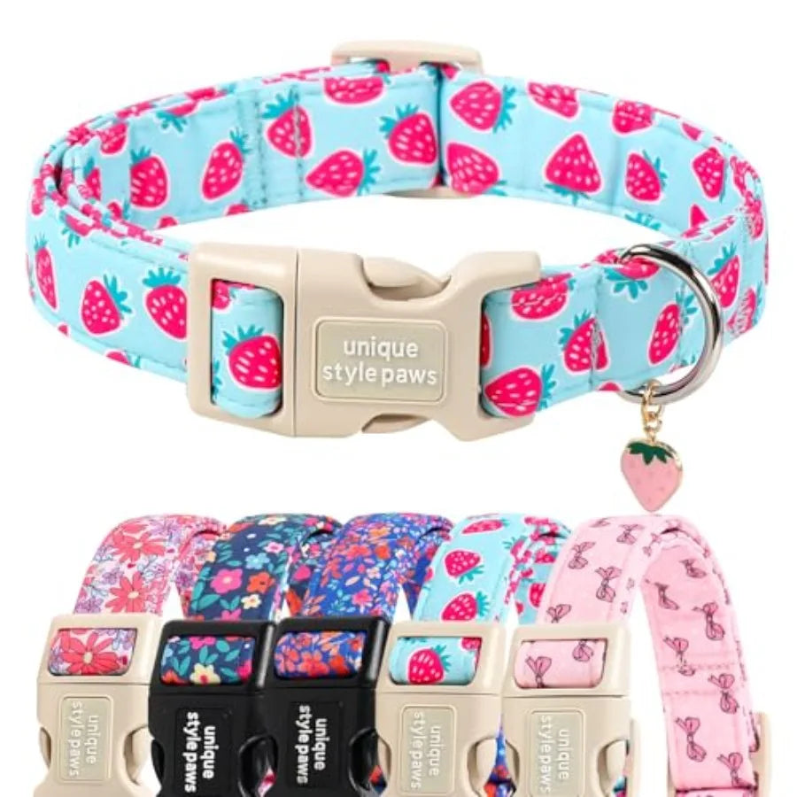 Dog Collar With Coconut Tree Pendant And Plastic Buckle For Small To Large Dogs