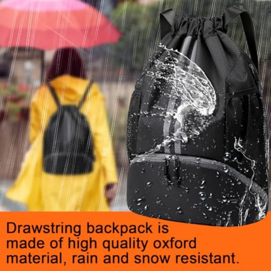 Football Boot Bag Drawstring Wet Dry Separation Waterproof Gym Sack