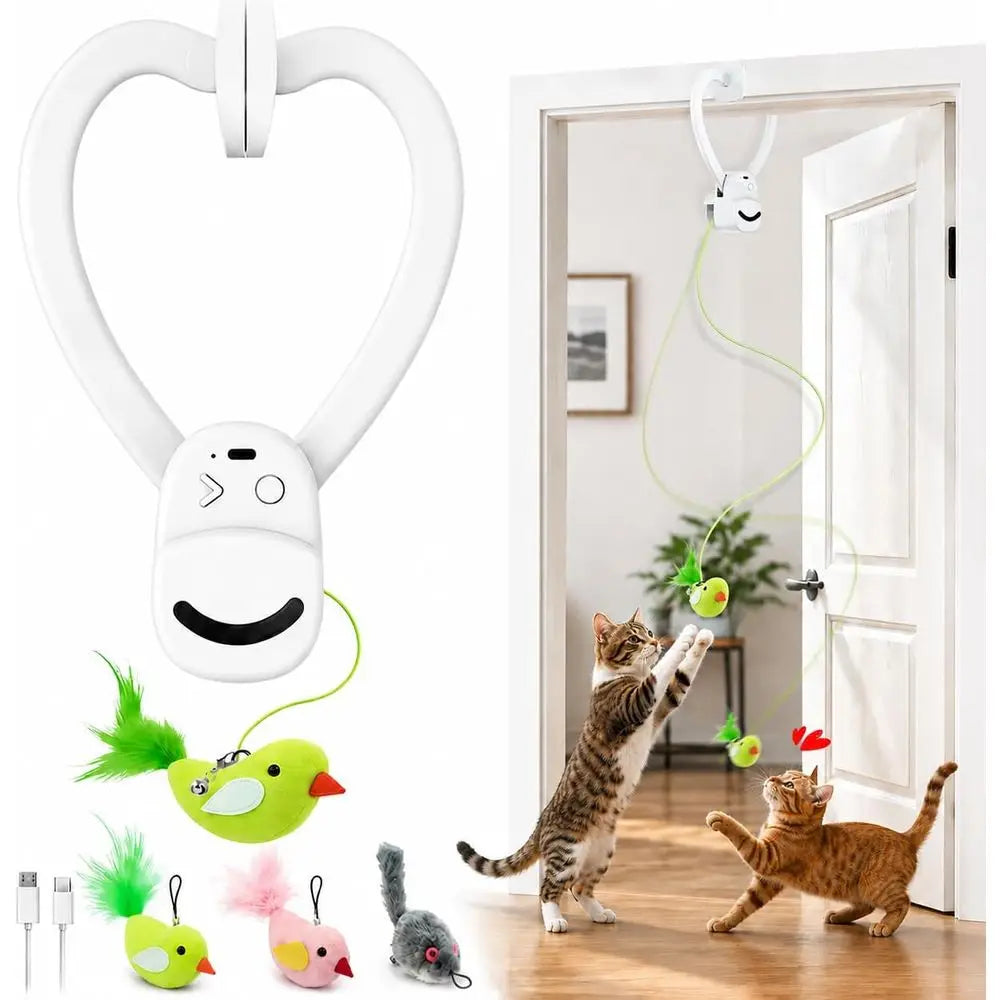 Interactive Cat Toy USB Rechargeable Clip On Indoor Door Mount