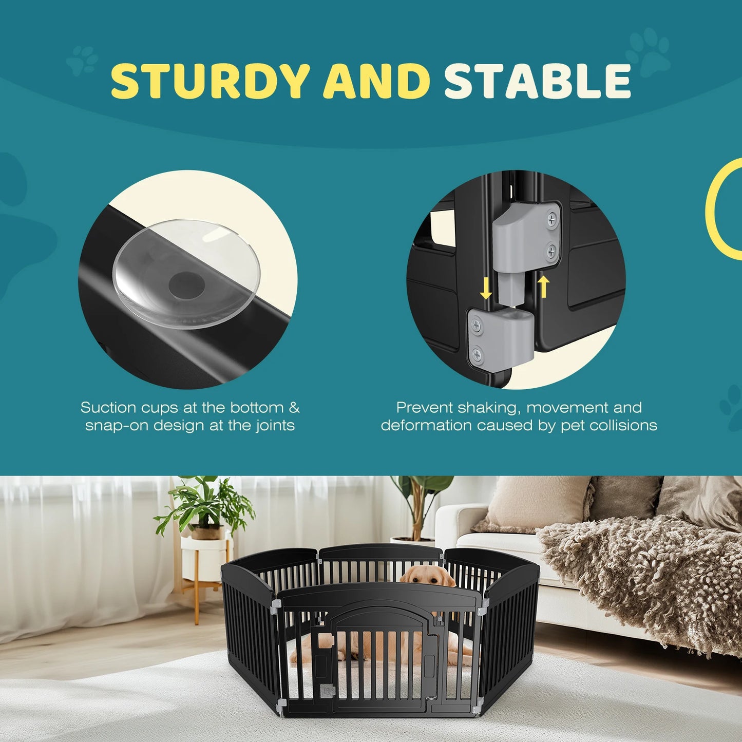 JHK Plastic Dog Playpen 6-Panel Expandable Pet Fence For Dogs