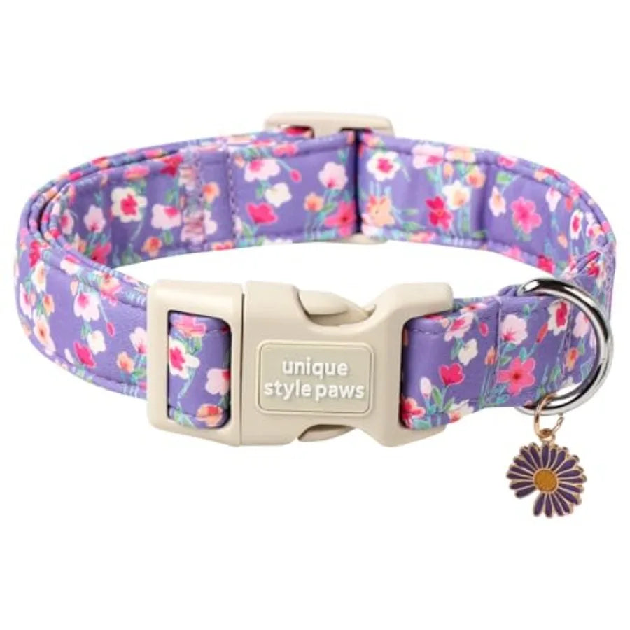 Dog Collar With Coconut Tree Pendant And Plastic Buckle For Small To Large Dogs