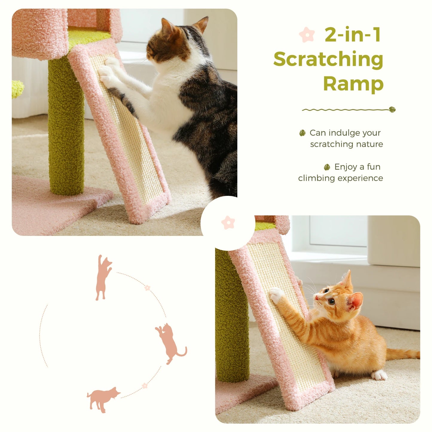 PAWZ Road Flower Cat Tree Multi Level Cat Tower With Sisal Posts Top Perch