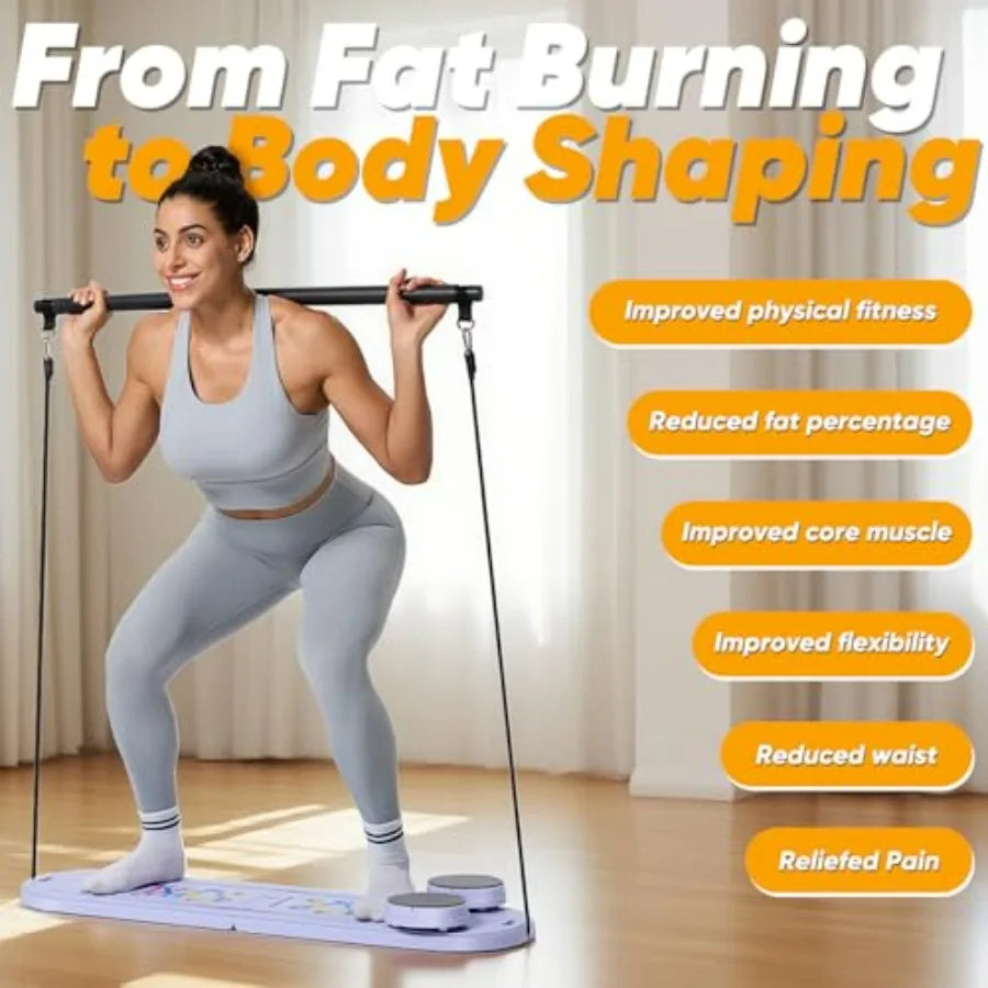 Pilates Board Multifunctional Portable Reformer For Full Body Home Fitness