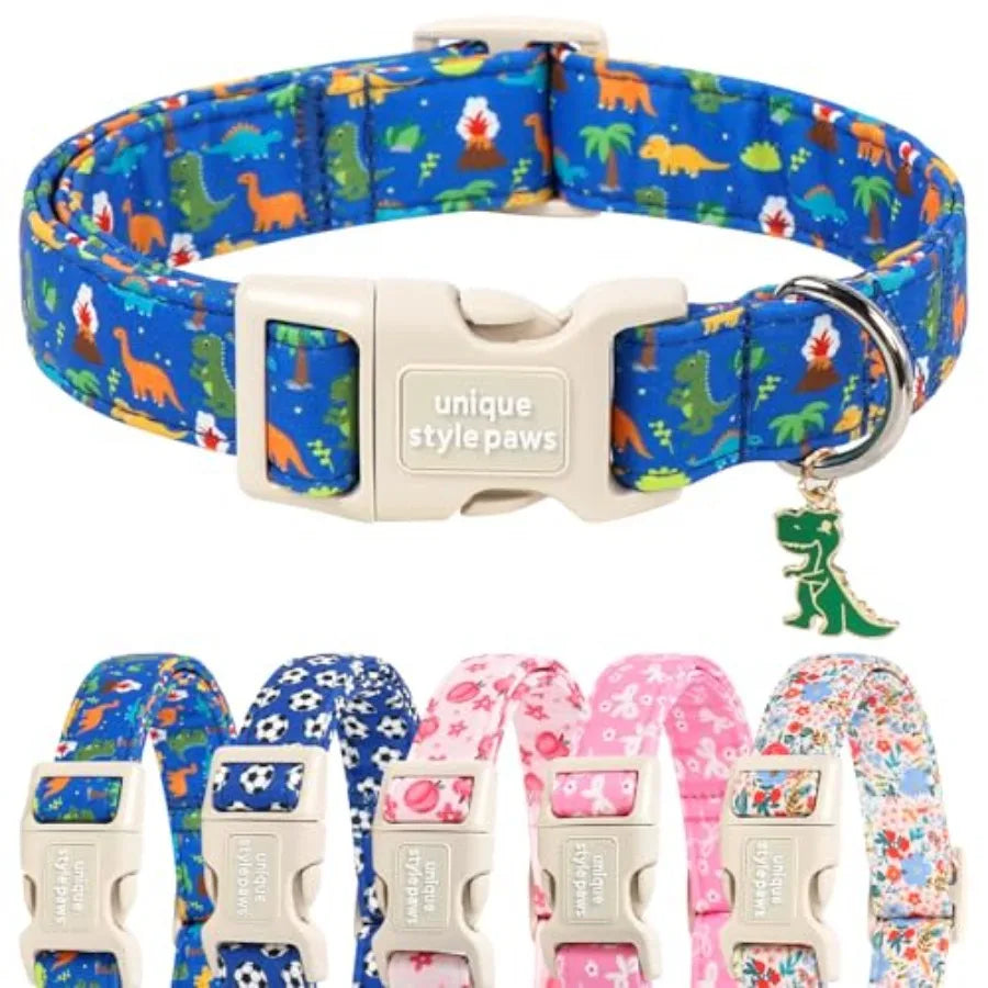 Dog Collar With Coconut Tree Pendant And Plastic Buckle For Small To Large Dogs