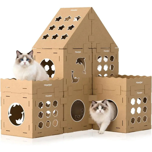 DIY Cat Scratcher Cardboard House For Indoor Cats Hideout