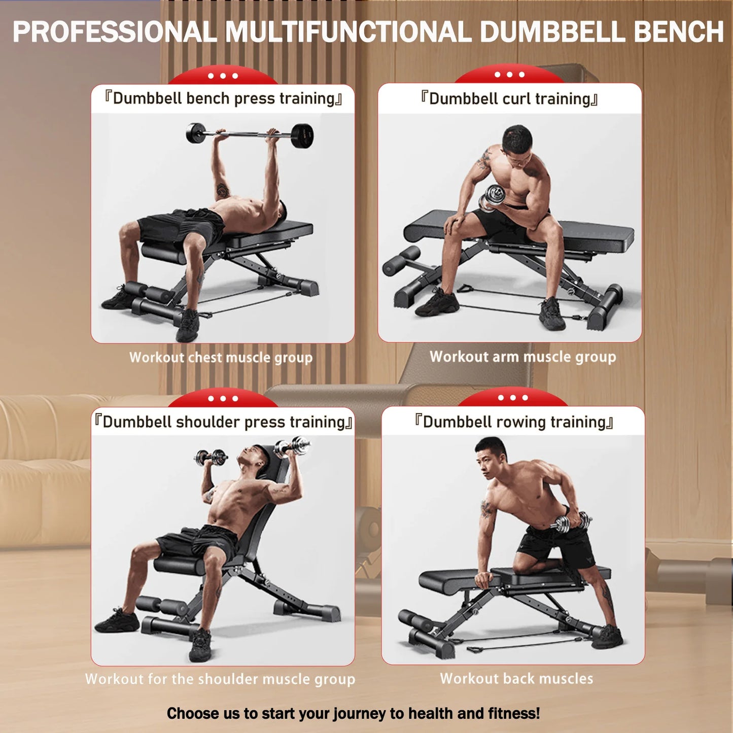 Adjustable Foldable Weight Bench For Full Body Dumbbell Training