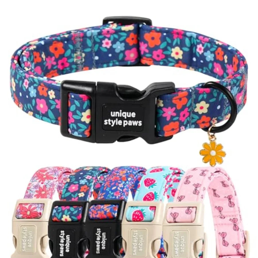 Dog Collar With Coconut Tree Pendant And Plastic Buckle For Small To Large Dogs