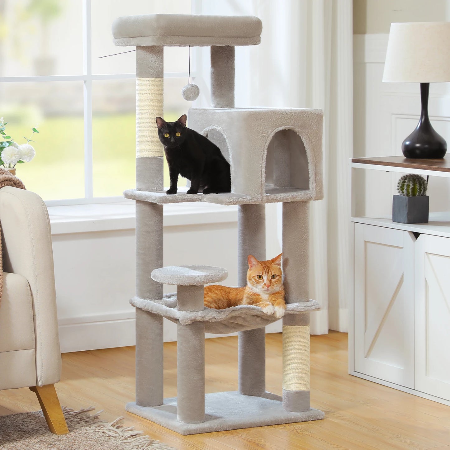 PEQULTI Five-Level Cat Tree Tower With Top Perch And Hammock
