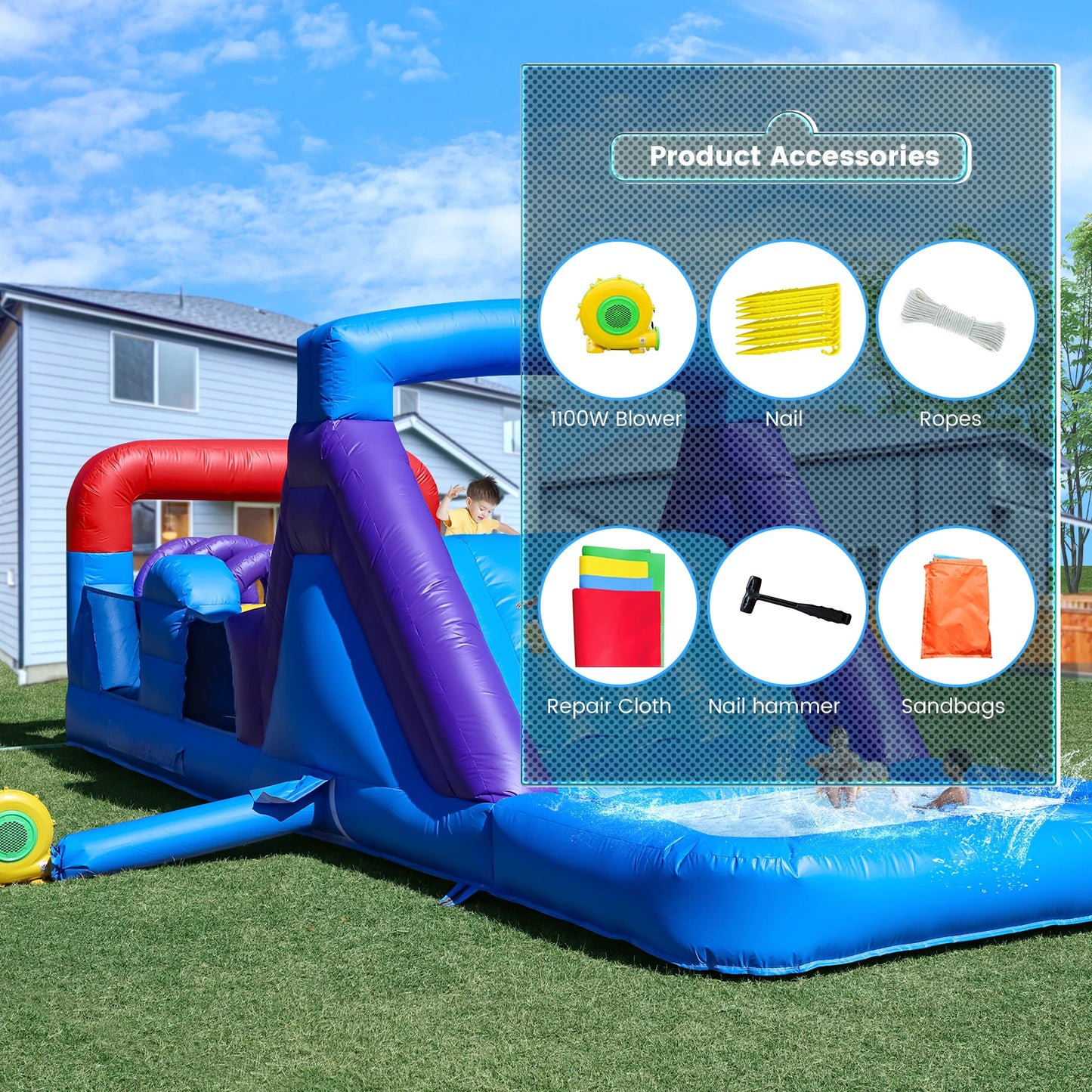 RTS Inflatable Commercial PVC Obstacle Course Bounce House Castle