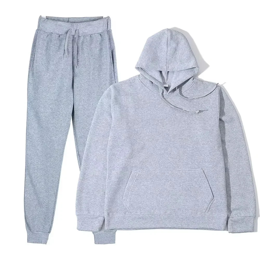 Winter Women Tracksuit Two Piece Set Oversized Hoodie Sweatpants