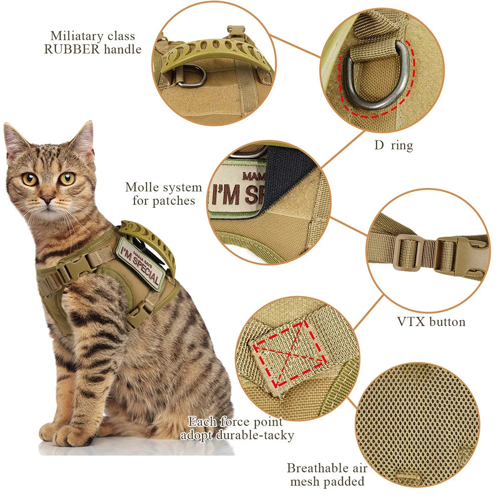 PETRAVEL Tactical Cat Harness And Leash Set For Pets