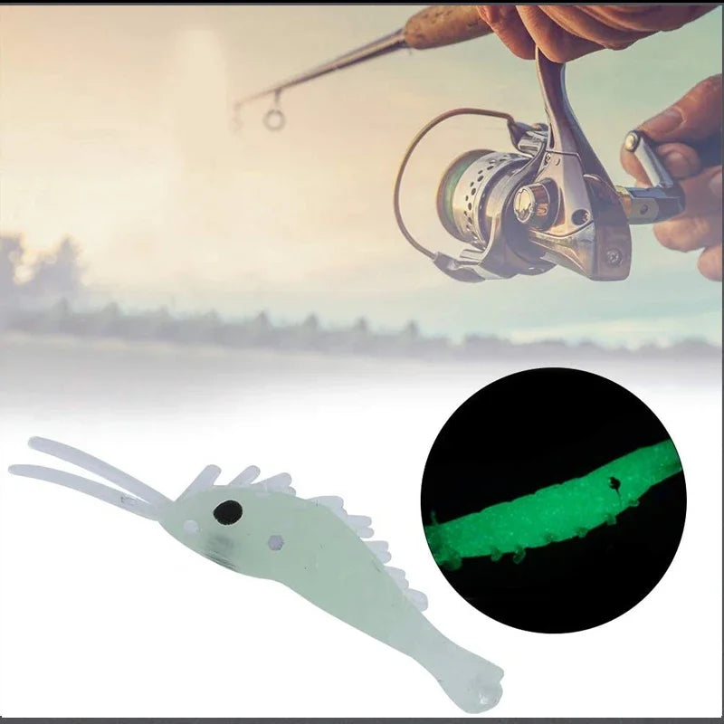 Luminous Shrimp Fishing Bait Soft Lure Worms Glow Shrimps Lures For Bass Crappie