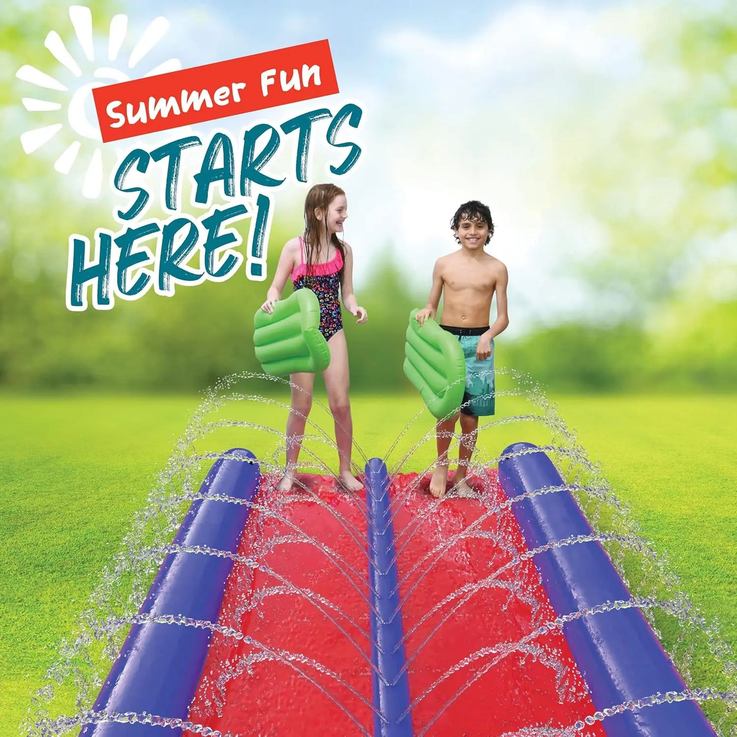 Kids Waterslide With Sprinkler And Inflatable Boards