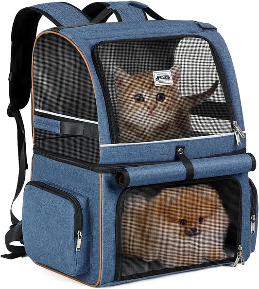 Double-Compartment Cat Backpack Carrier For Two Small Cats Or Dog