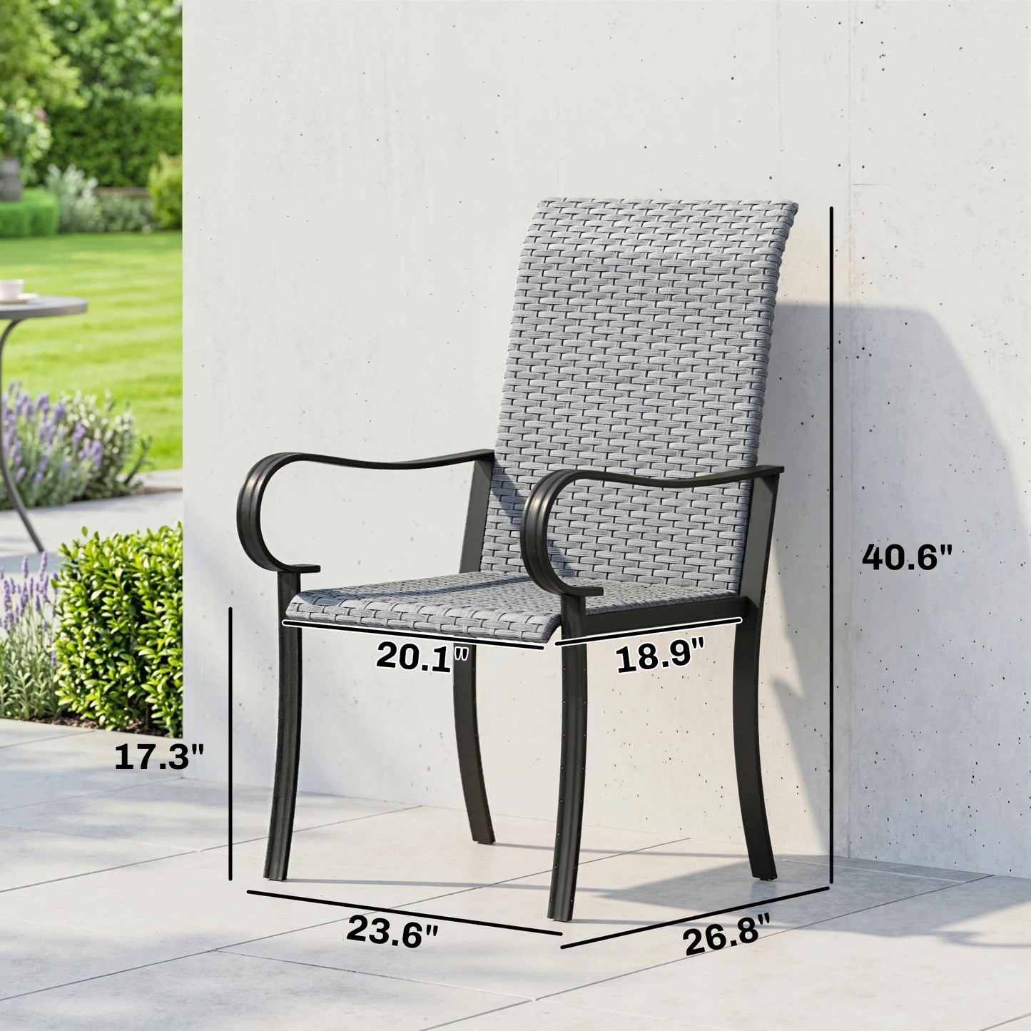 Outdoor Wicker Dining Chairs With Armrests Set Of 2