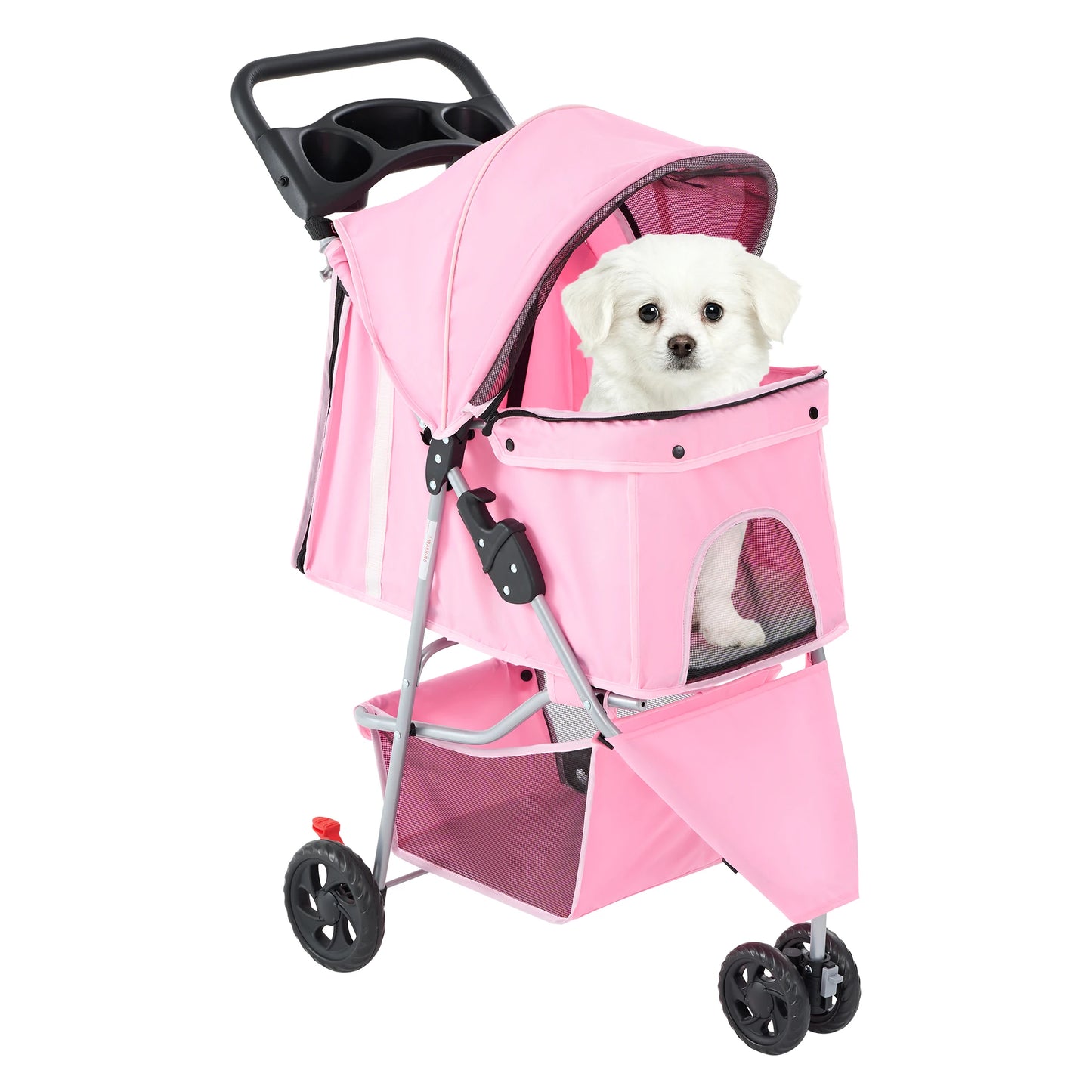 3 Wheel Foldable Pet Stroller For Small Dogs And Cats With Mesh