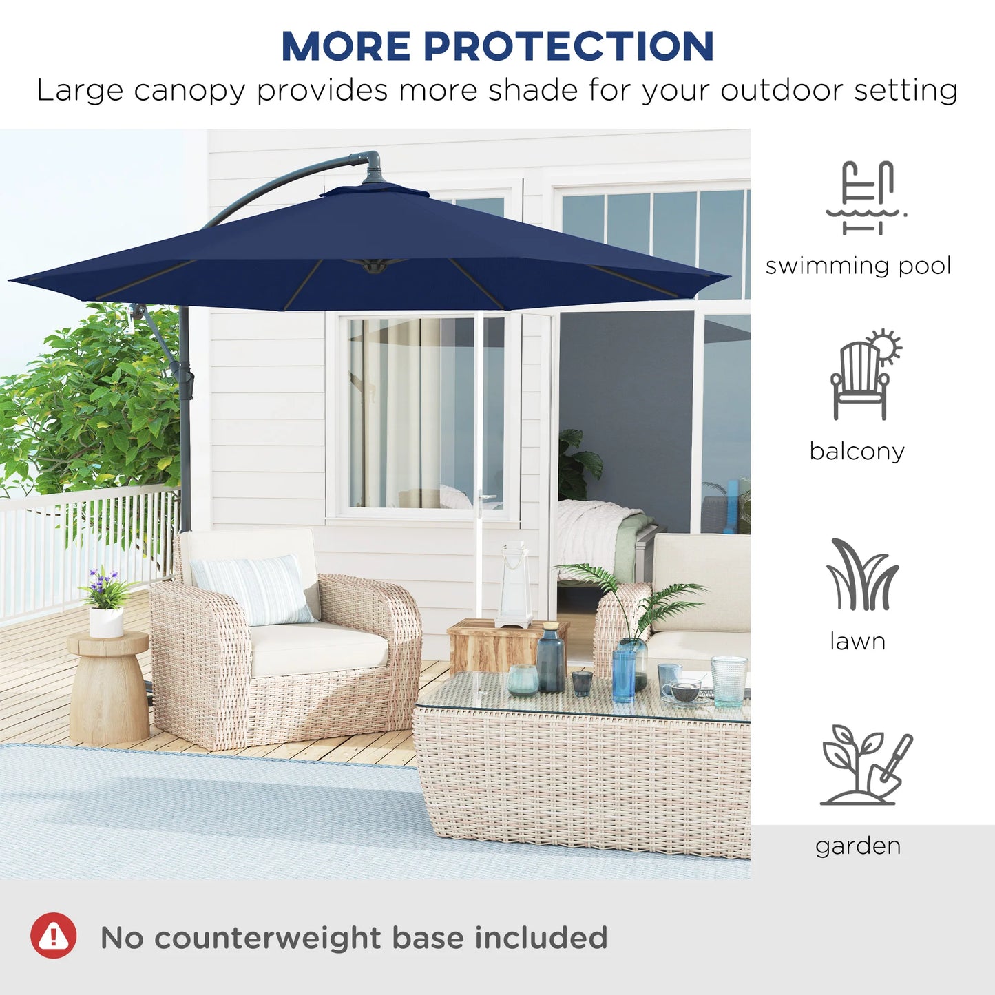 Cantilever Patio Umbrella With UV And Water Resistant Canopy