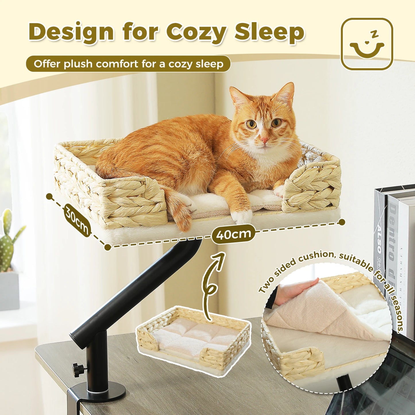 PAWZ Road Cat Desk Bed Rotatable Stand With Plush Hammock