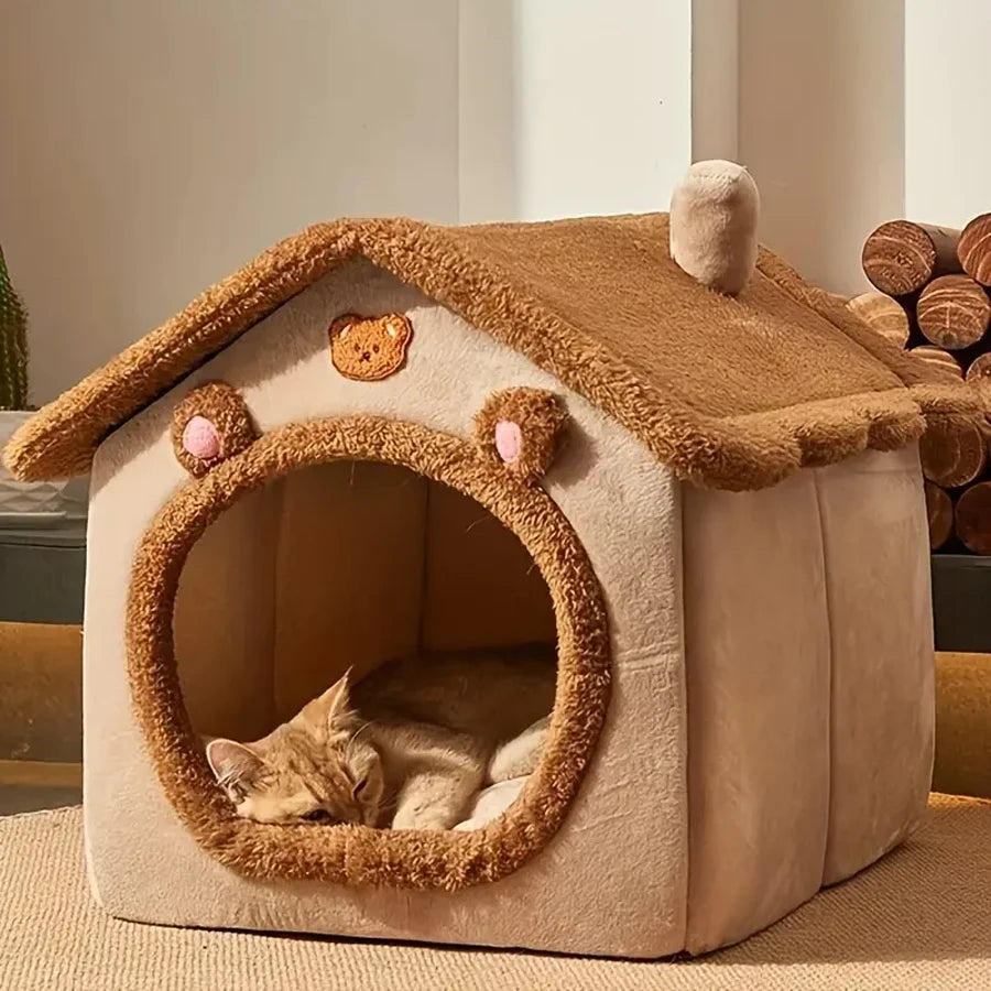 Foldable Cat House For Small Dogs And Cats Removable Bed