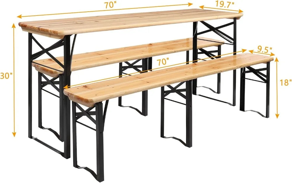 Folding Picnic Table With Benches Weather-Resistant For Outdoor Use
