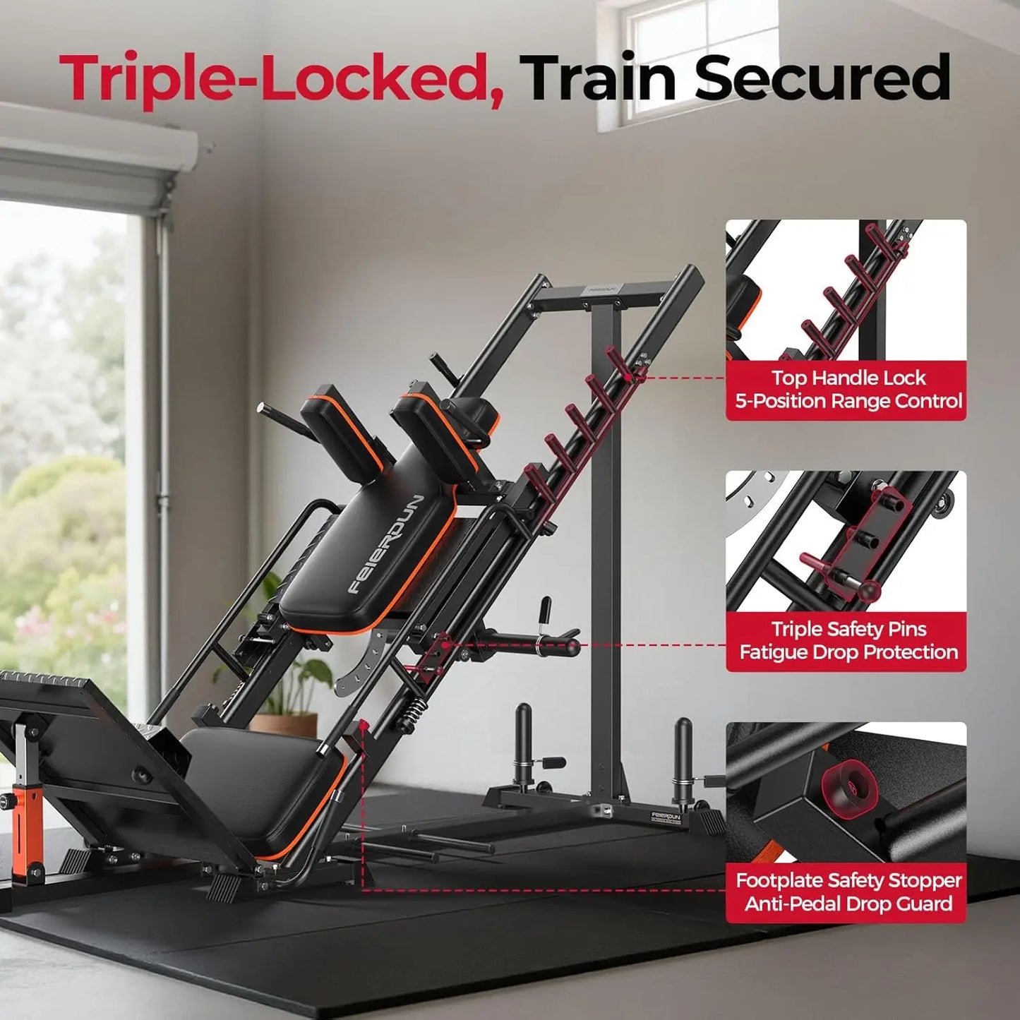 FED Fitness Leg Press Hack Squat Machine With Pulley System