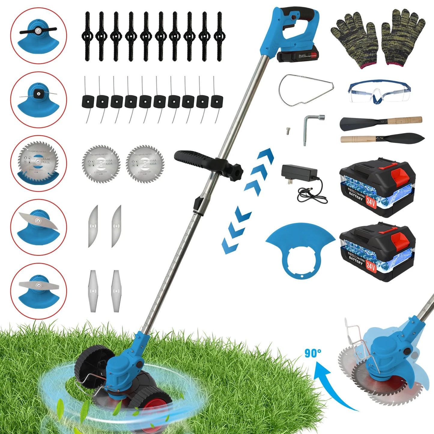 21V Cordless 3-In-1 Grass Trimmer Edger and Mower with Battery
