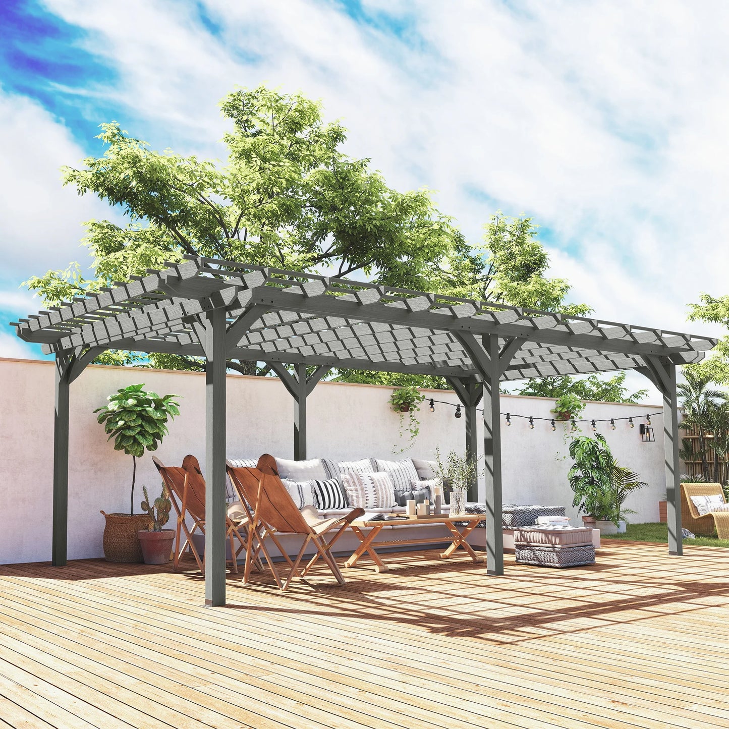 Wooden Outdoor Pergola Gazebo With Stable Structure
