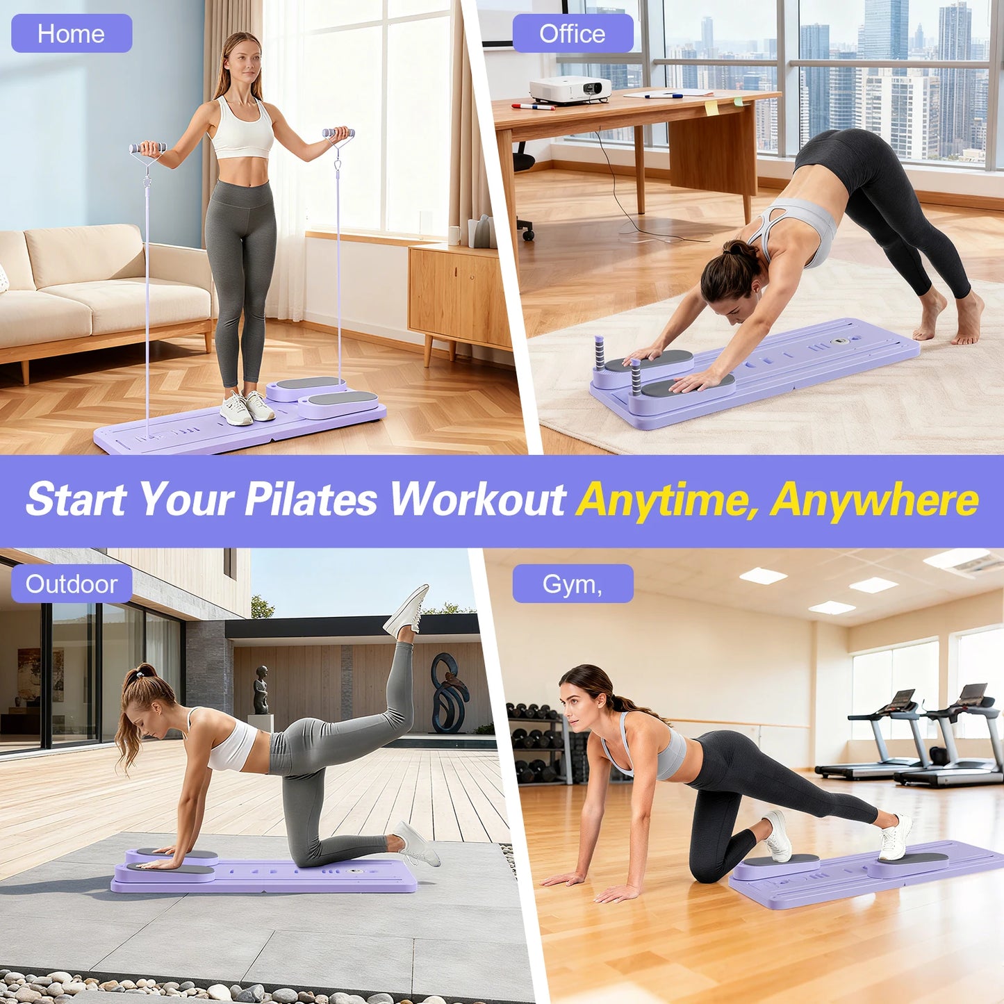Foldable Pilates Bar Ab Board PushUp for Core and TotalBody