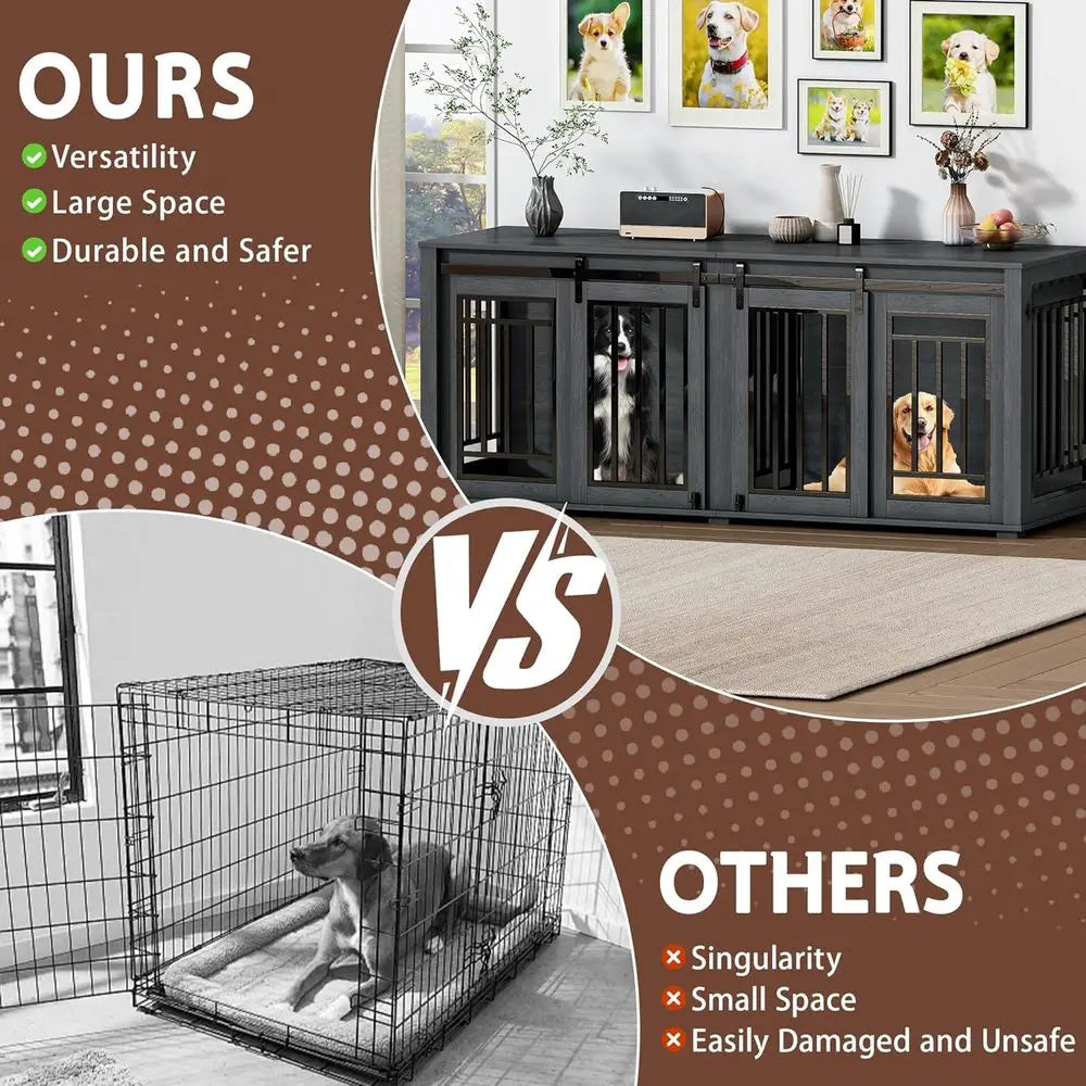 Large Dog Crate Pro Heavy Duty Sliding Door Kennel Divider