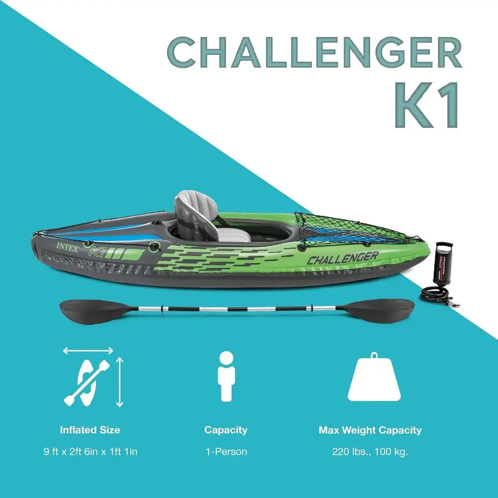 Deluxe Inflatable Kayak Kit With Pump And Paddles