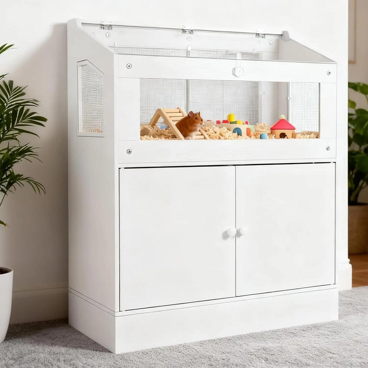 HiMISS Hamster Cage With Storage Cabinet For Small Animals Panels