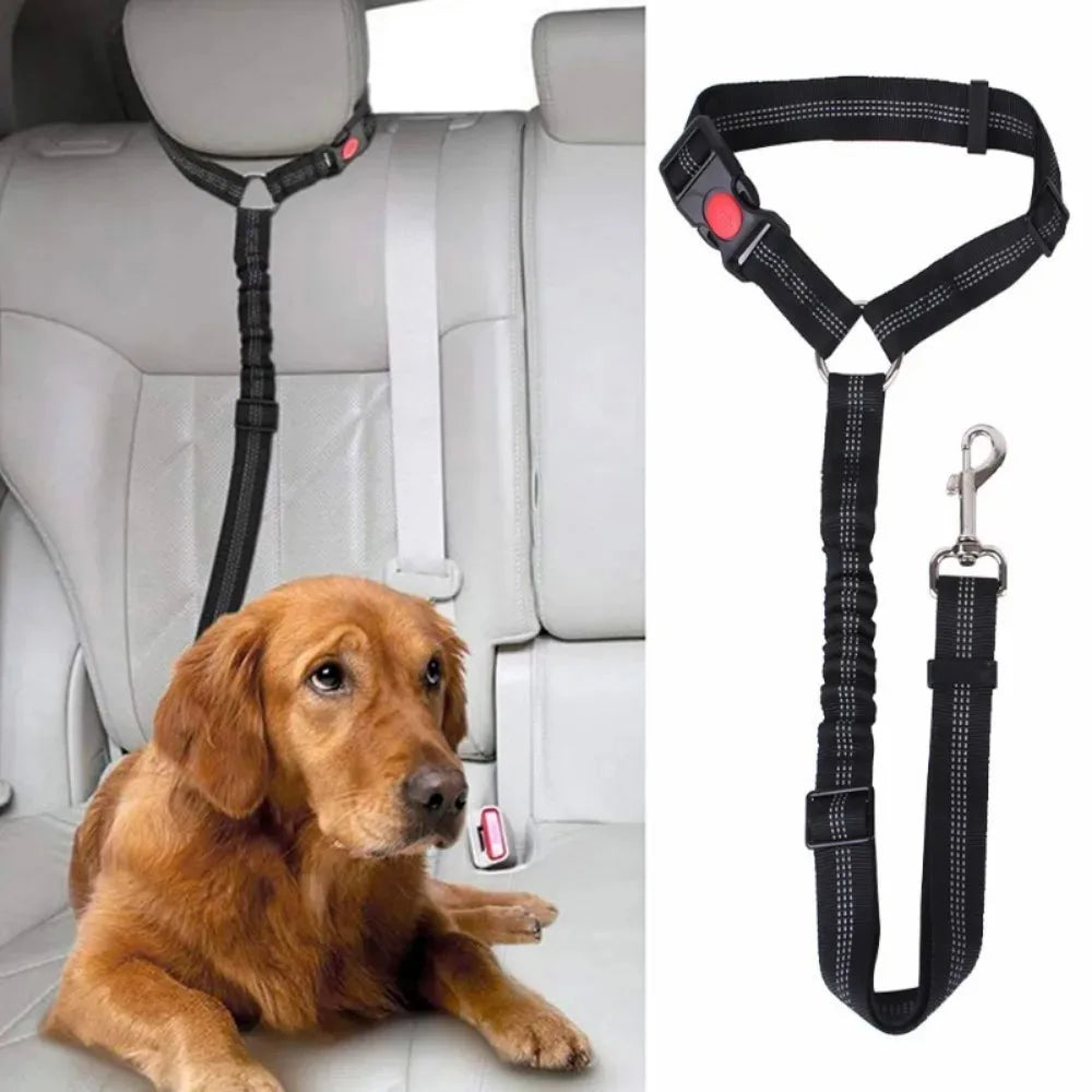 Dog Car Seatbelt Headrest Restraint Reflective Safety Tether