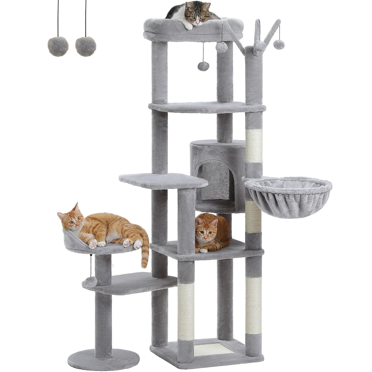 PEQULTI Multi Level Cat Tree With Scratching Posts And Hammock