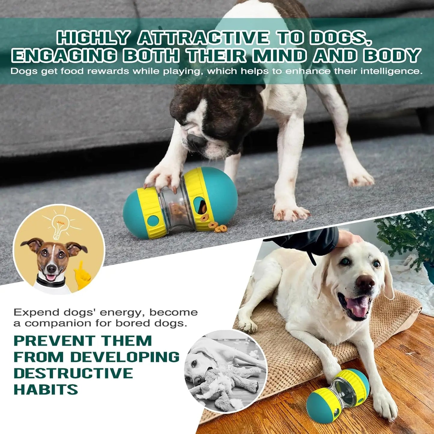 Dog Puzzle Toy Adjustable Treat Dispensing Ball For Slow Feeder