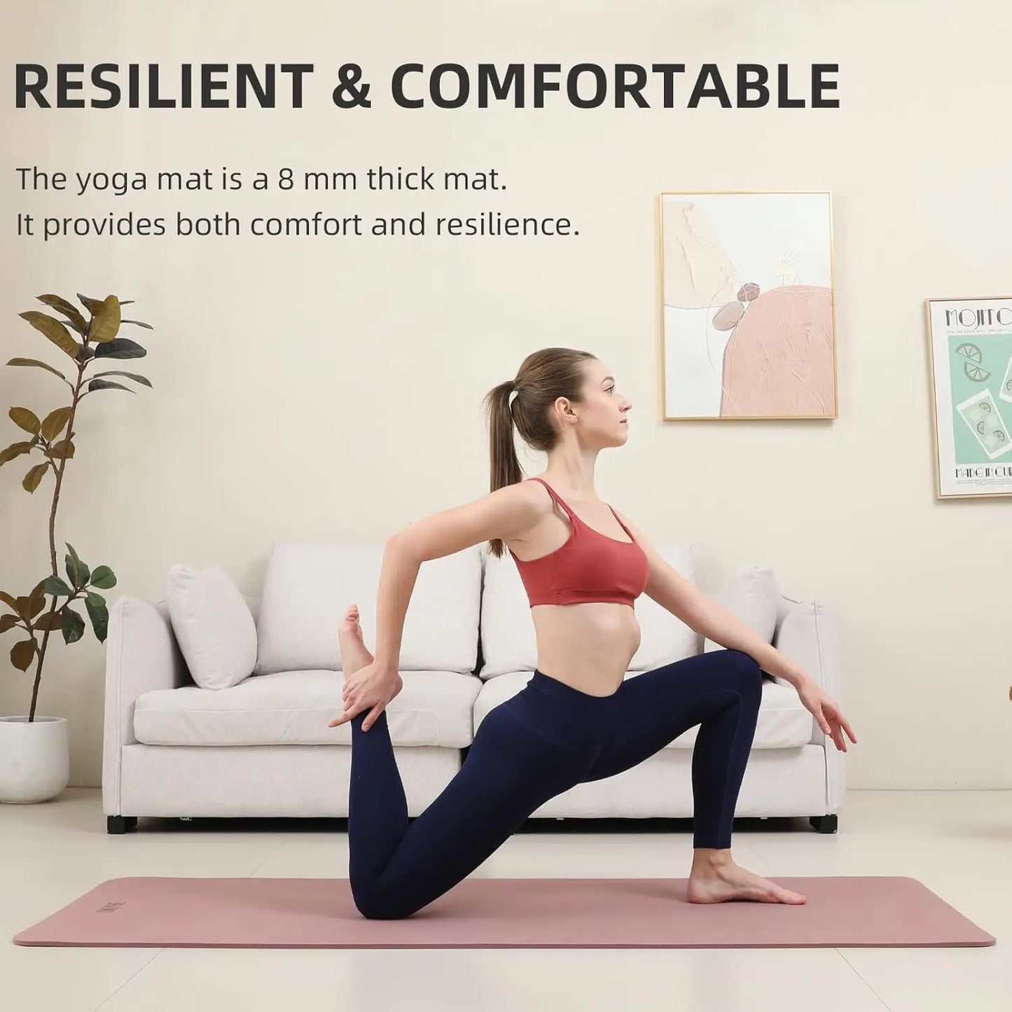 Yoga Mat TPE Anti Slip Lightweight For Fitness Travel Gym